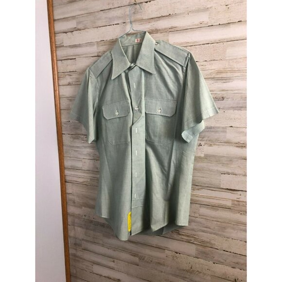 Vintage U.S. Military Uniform Class A Green Short Sleeve Shirt 15 1/2  Cotton/Po - Picture 1 of 5